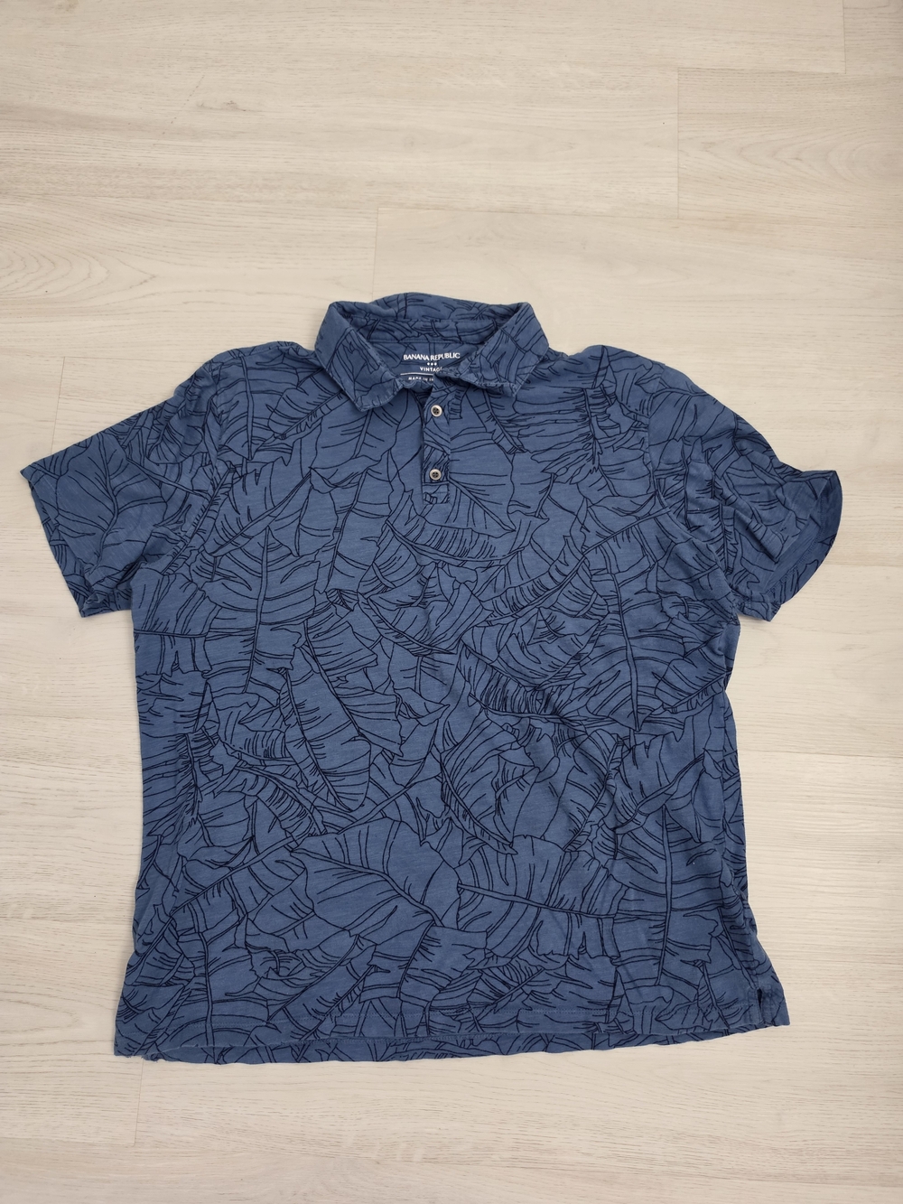 Banana Republic Navy Leaf-Print Polo